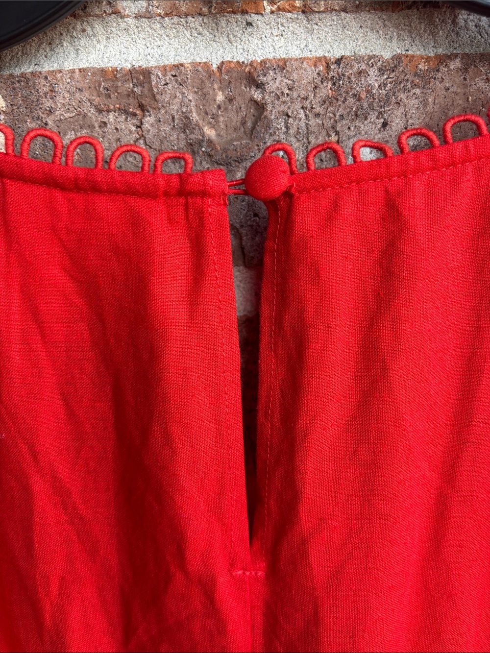 FARM Rio Red Mini Dress with Lace Trim tie front - Picture 10 of 10